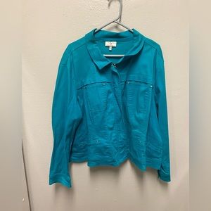 OSO Casuals Plus Size 3X Women’s Teal Denim Jacket.